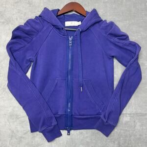 Adidas by Stella McCartney Womens Medium Purple Hoodie Puff Ruched Sleeves